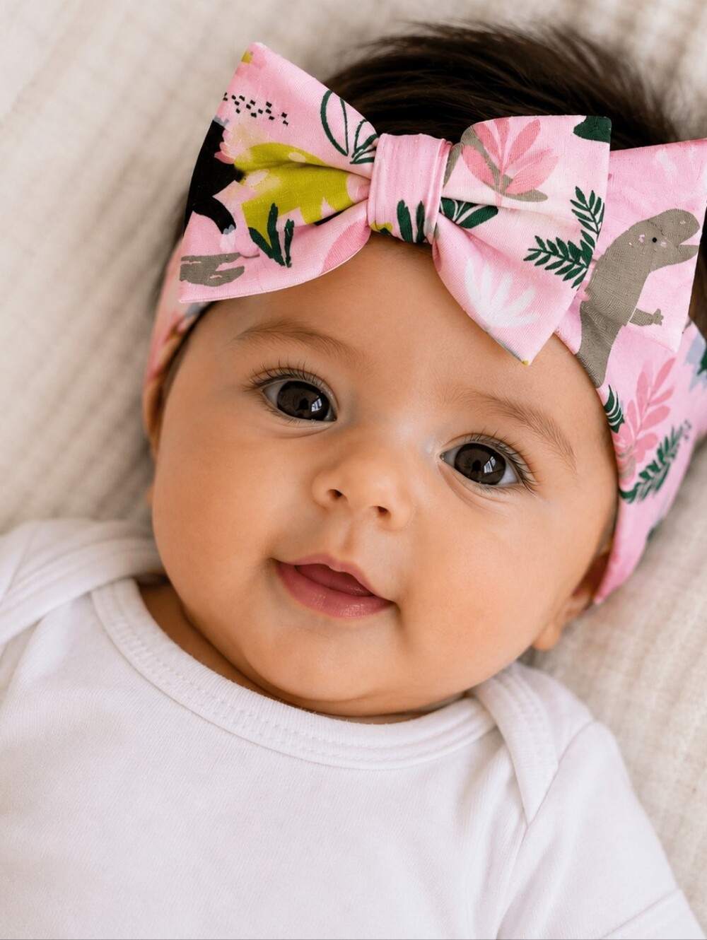 Little Sleepies Pink Jurassic Jungle Luxe Bow Headband Newborn–3T NWT